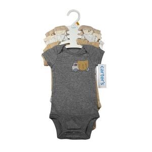 Carters Bodysuits Baby Boy Newborn 5-Pack Trucks Solids NWT